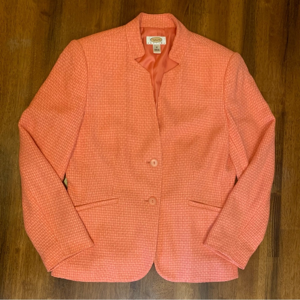 Talbots Petites Jacket 10 Textured Coral Blazer Two Button